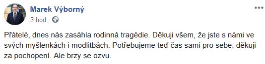Marek Výborný oznámil smutnou zprávu